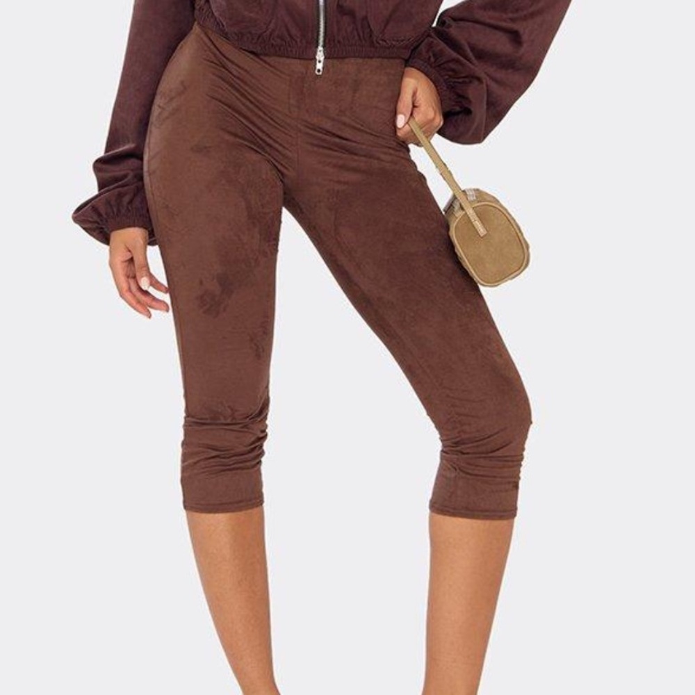 Faux Suede Capri Pants